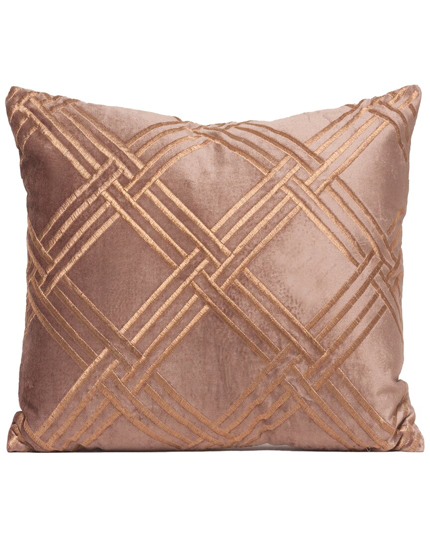 Shop Harkaari Criss Cross Embroidered Throw Pillow In Taupe
