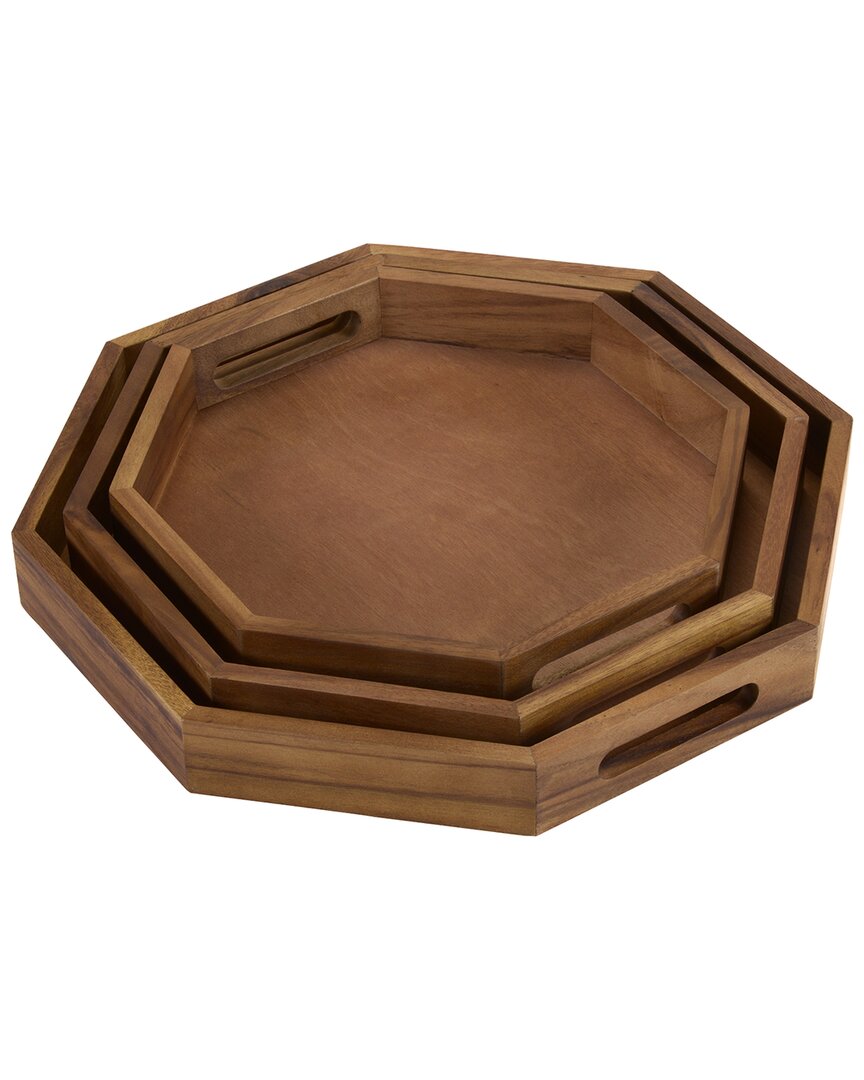 Kalmar Home Set Of 3 Octagon Serving Trays