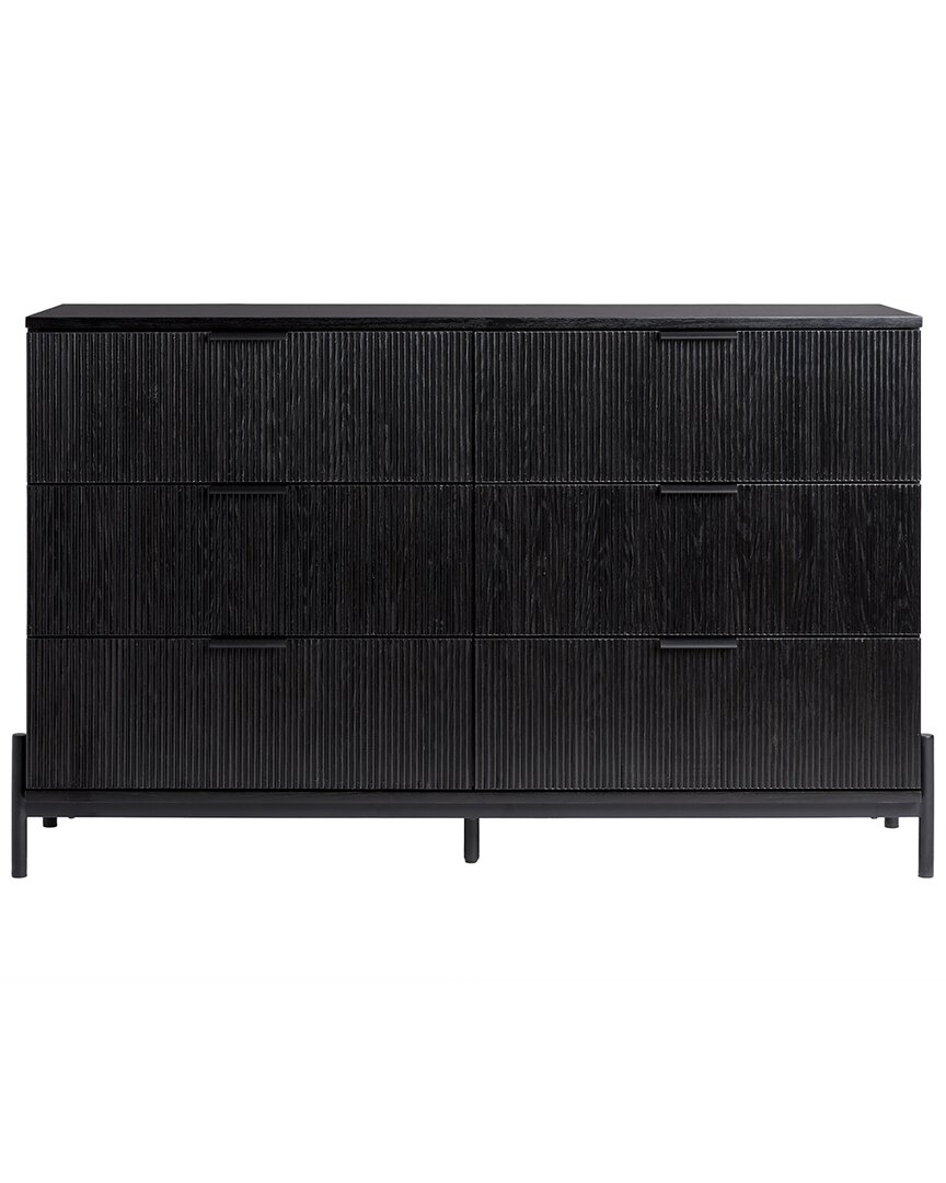 Walker Edison Mid-century 6-drawer Dresser With Reeded Drawer Fronts In Black