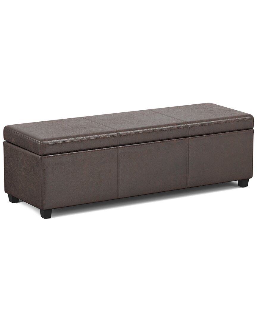 Simpli Home Avalon 54in Contemporary Rectangle Extra Large Storage Ottoman  Bench