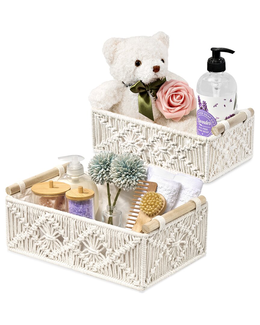 Sorbus Macrame Boho Decor Baskets - 2 Lined Decora