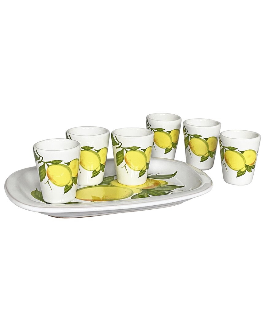 Abbiamo Tutto 7pc Limoncello Set With 6 Glasses & Rectangle Tray