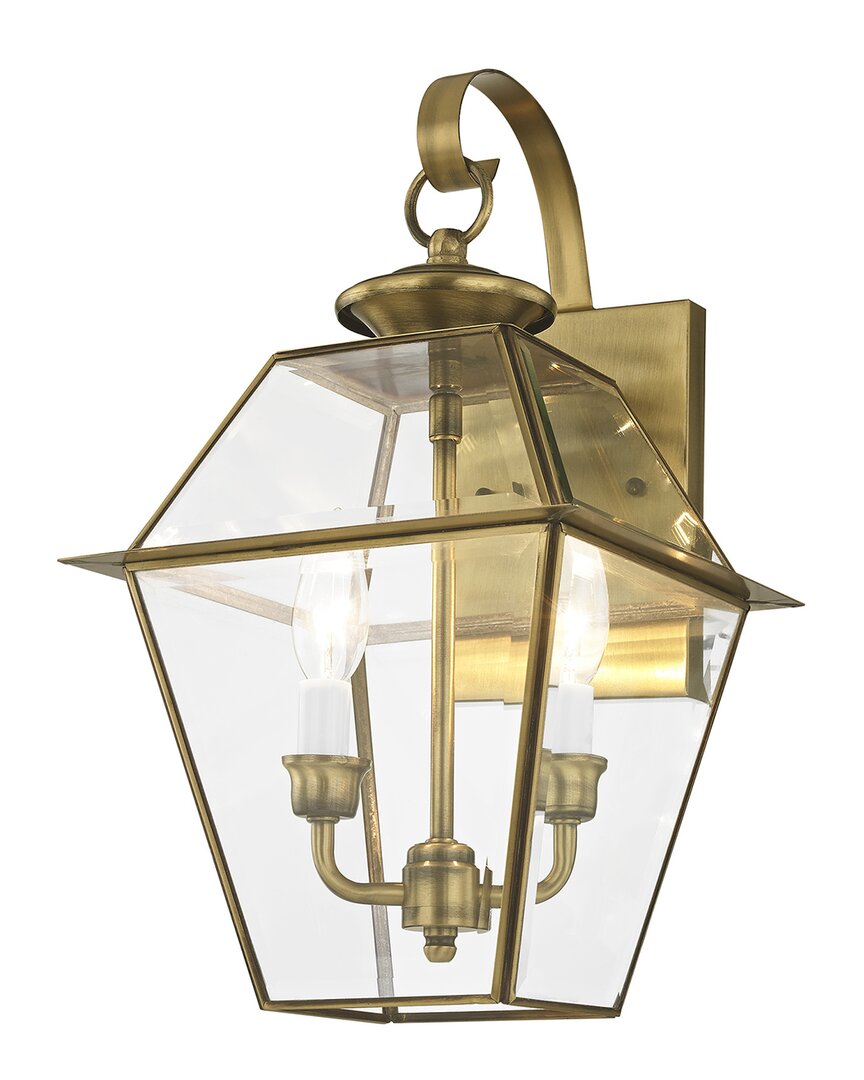 Livex Lighting 2-light Antique Brass Outdoor Wall Lantern