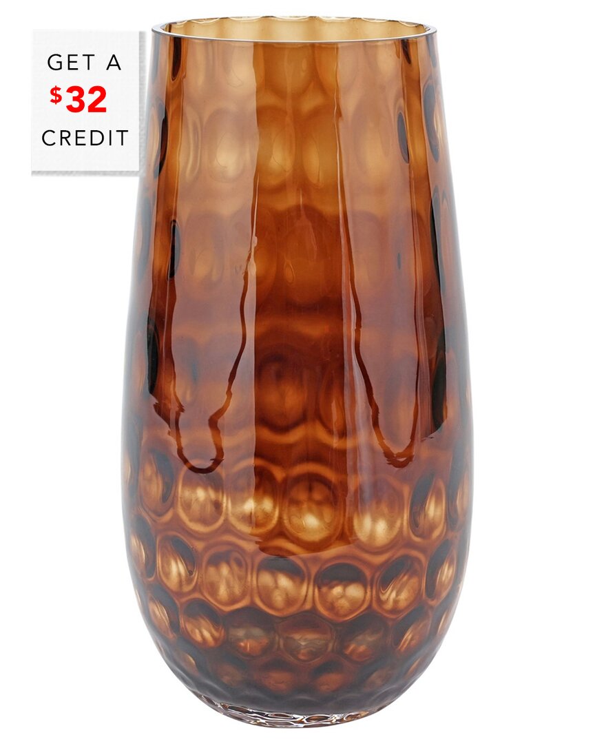 Vietri Bolla Glass Medium Pebbled Vase In Brown