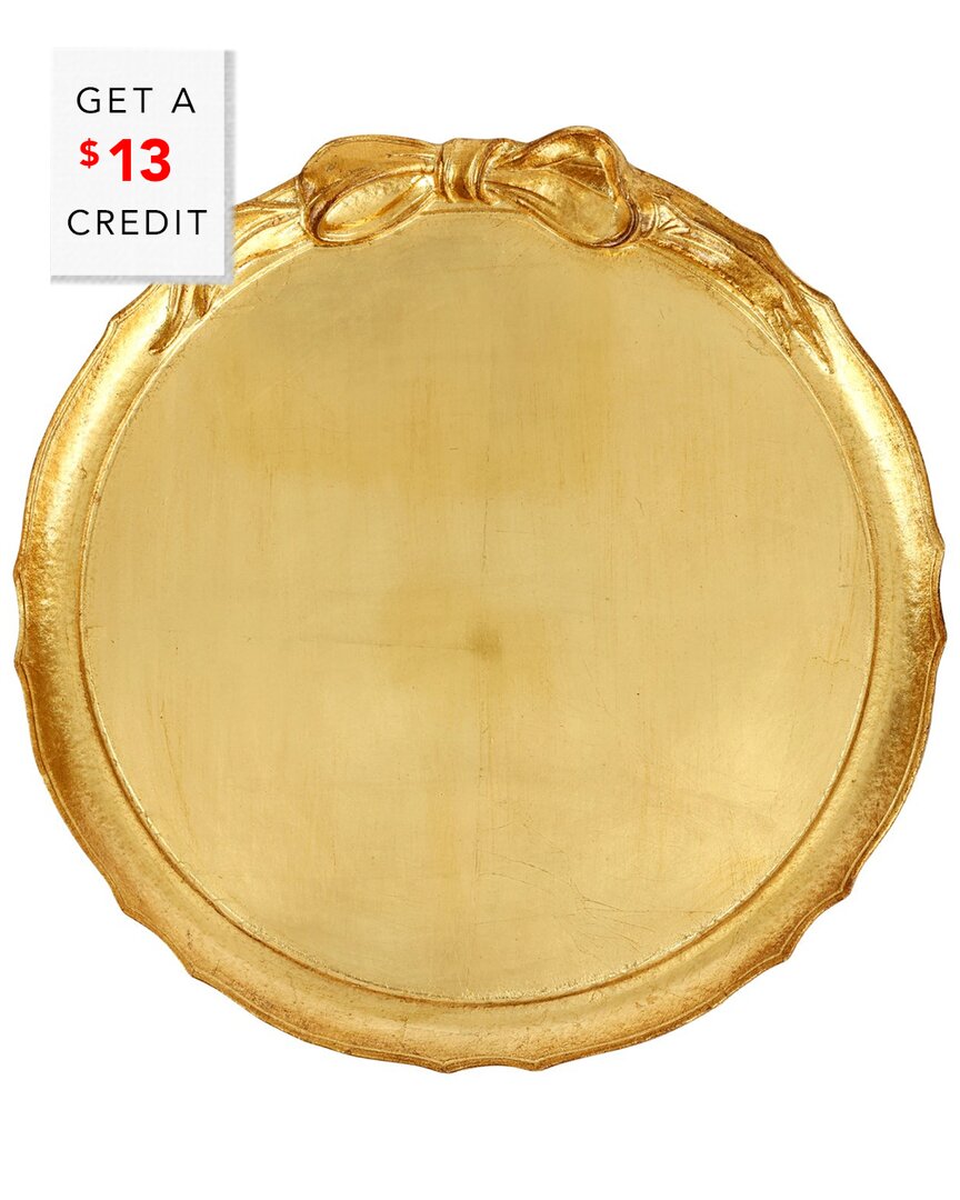 Vietri Florentine Round Wood Tray In Gold