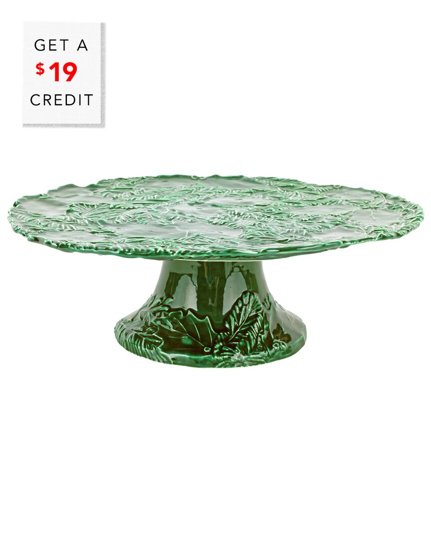 Vietri Lastra Holiday Figural Cake Stand In Green