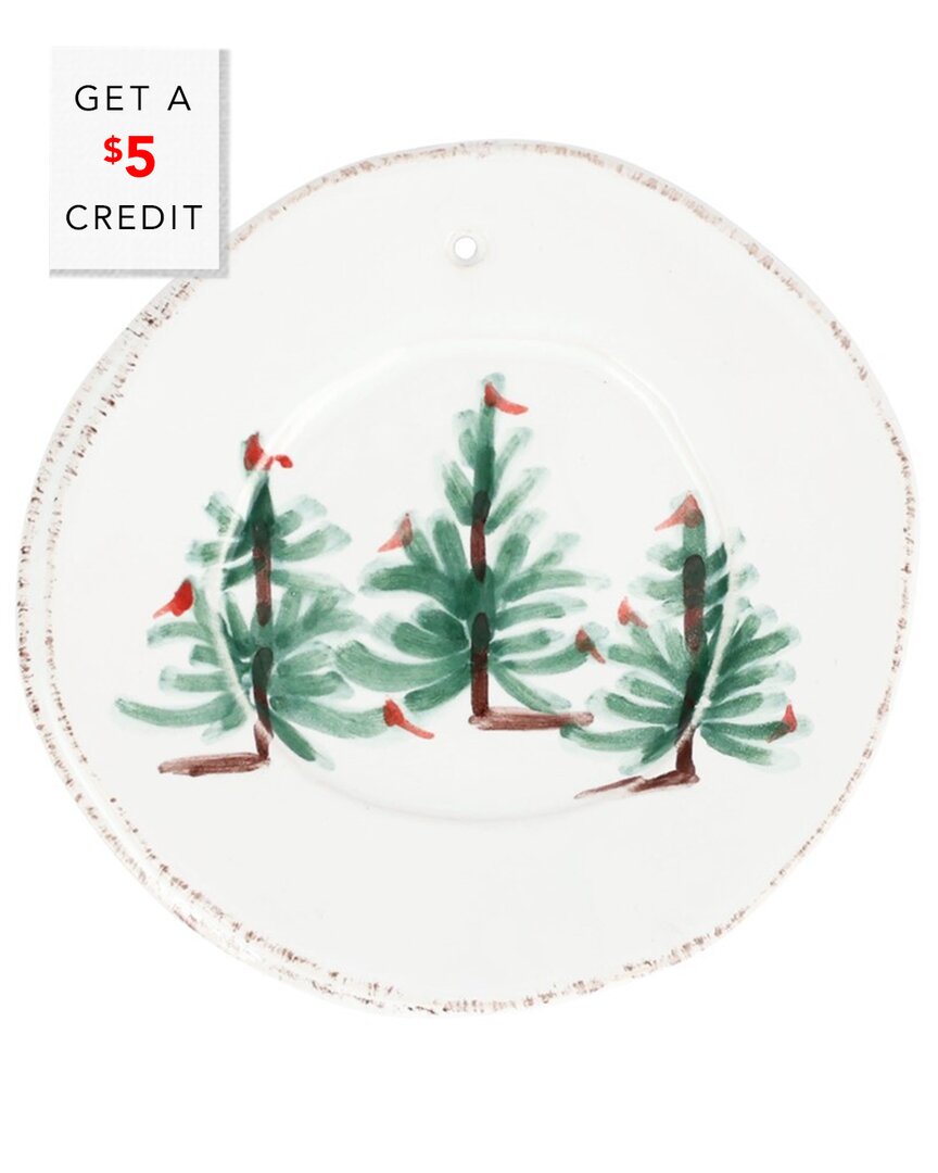 Vietri Lastra Holiday Round Ornament In White