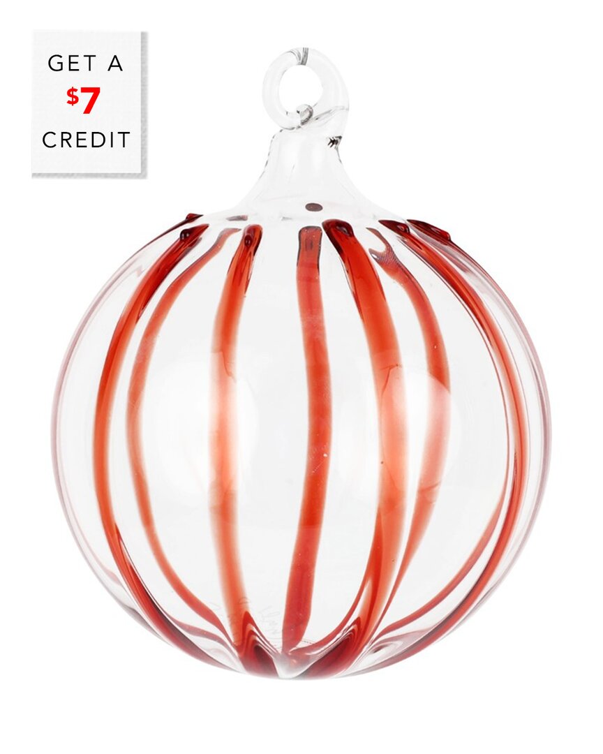 Vietri Nuovo Stripe Glass Ornament In Red