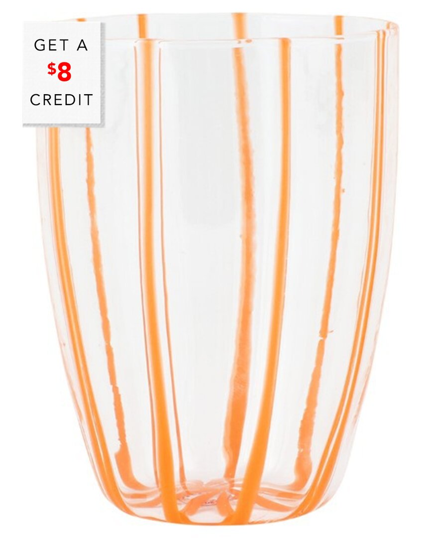 Vietri Nuovo Stripe Tall Tumbler In Orange