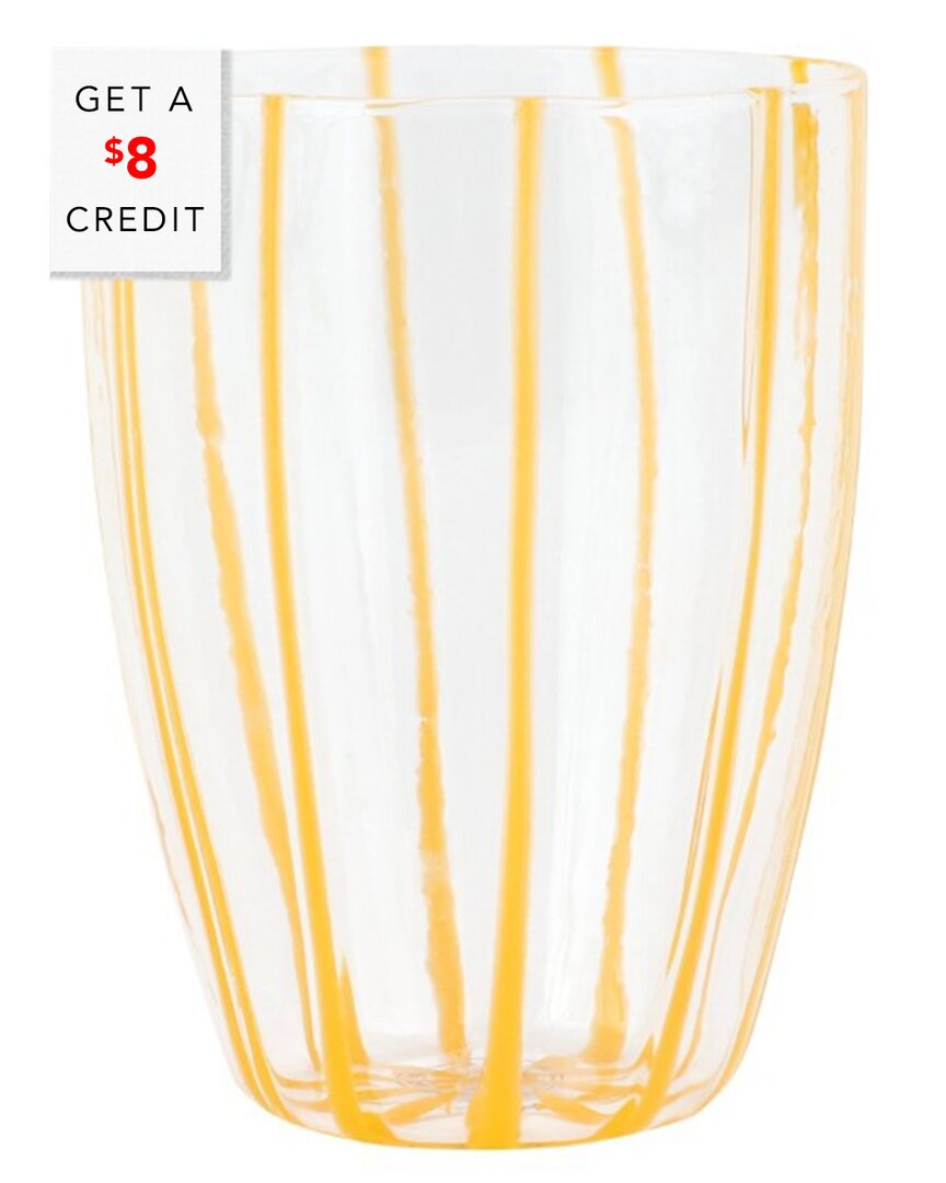 Vietri Nuovo Stripe Tall Tumbler In Yellow