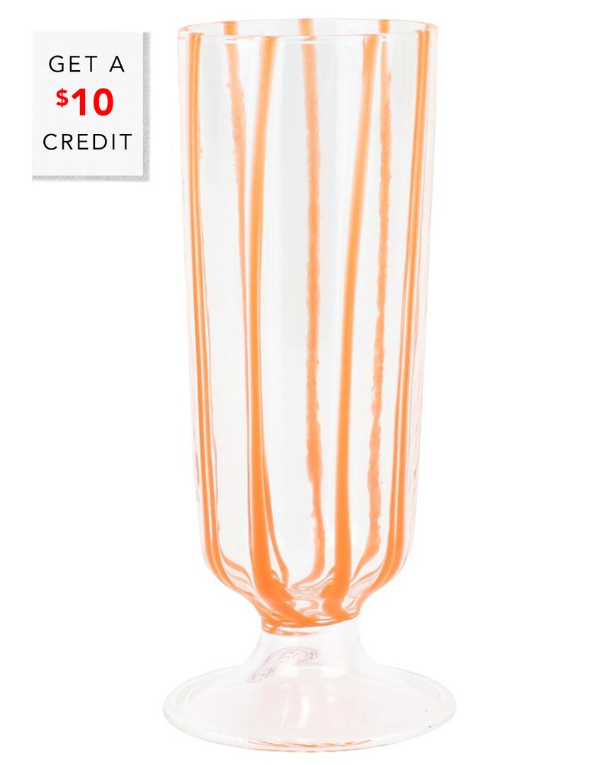 Vietri Nuovo Stripe Champagne Glass In Orange