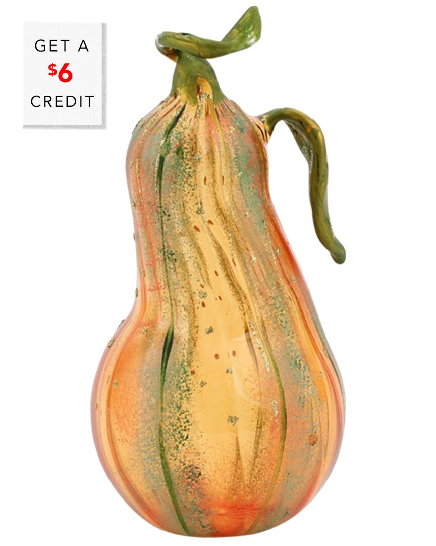 Vietri Pumpkins Figural Glass Gourd In Multi