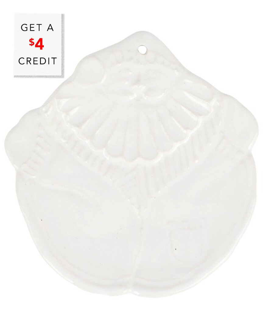 Vietri Pietra Natale Figural Santa Ornament In White