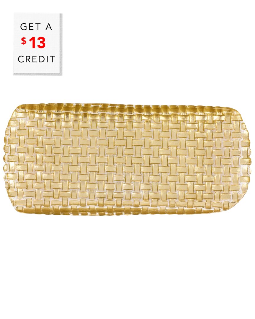 Vietri Rufolo Glass Metallic Basketweave Rectangular Tray