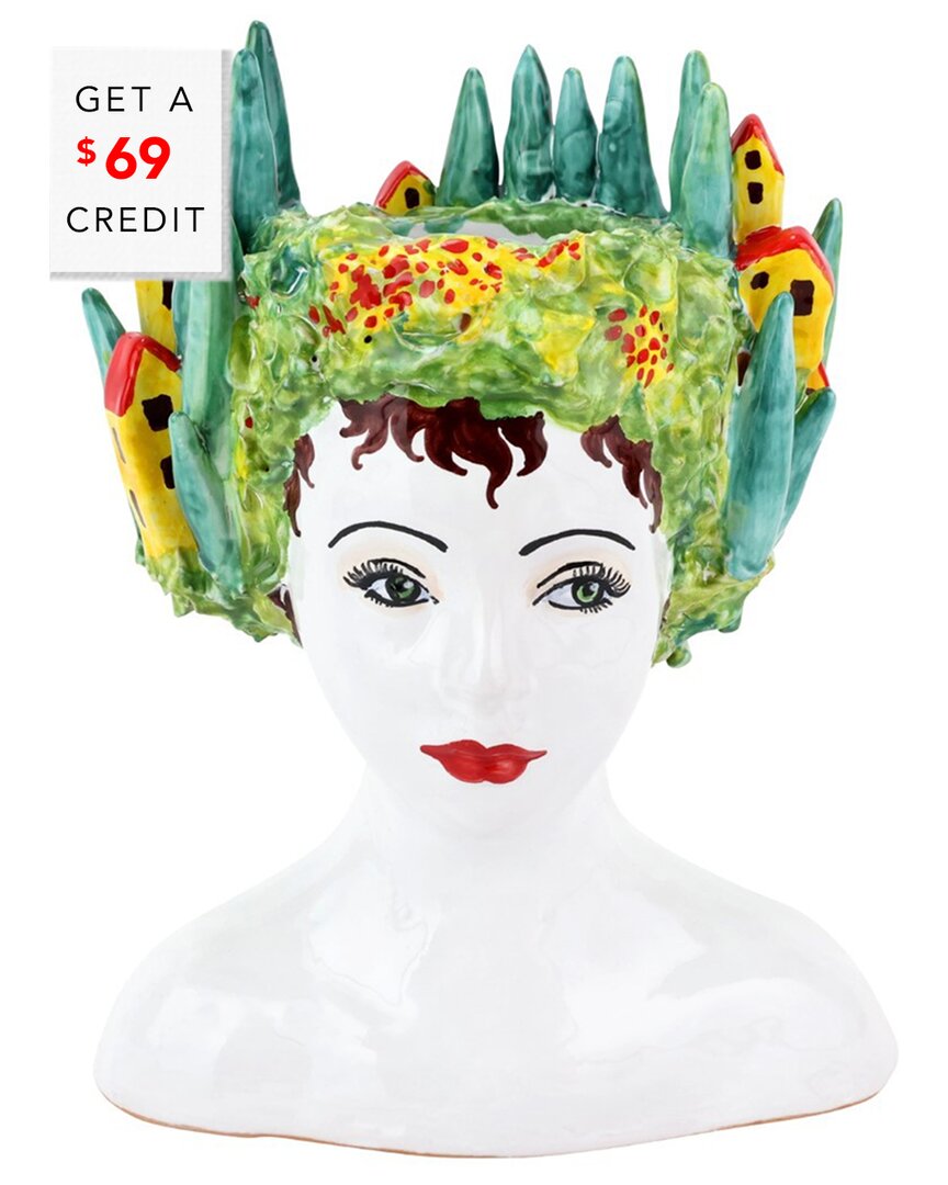 Vietri Sicilian Heads Petite Tuscan Head In Multi