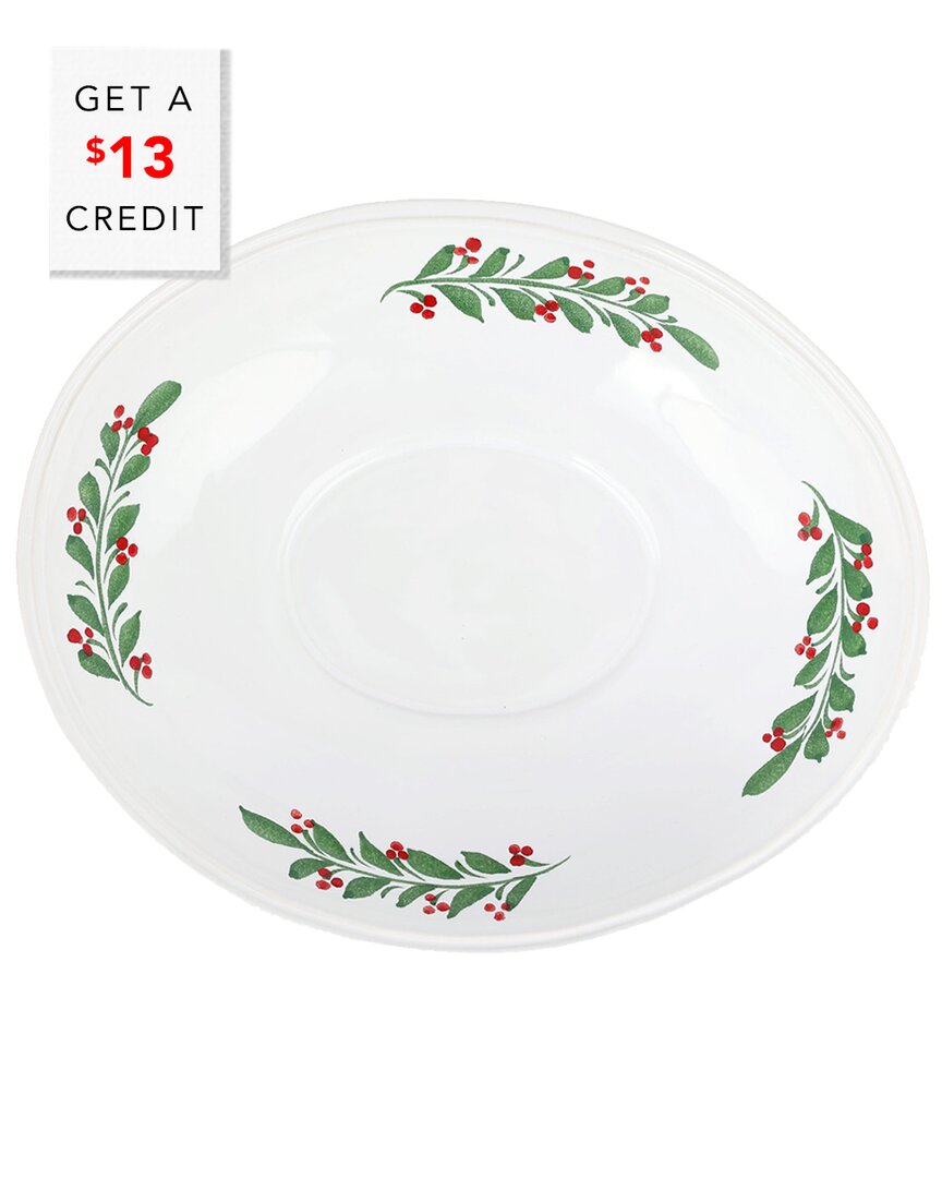 Vietri Aria Holiday Shallow Oval Bowl With $13 Credit
