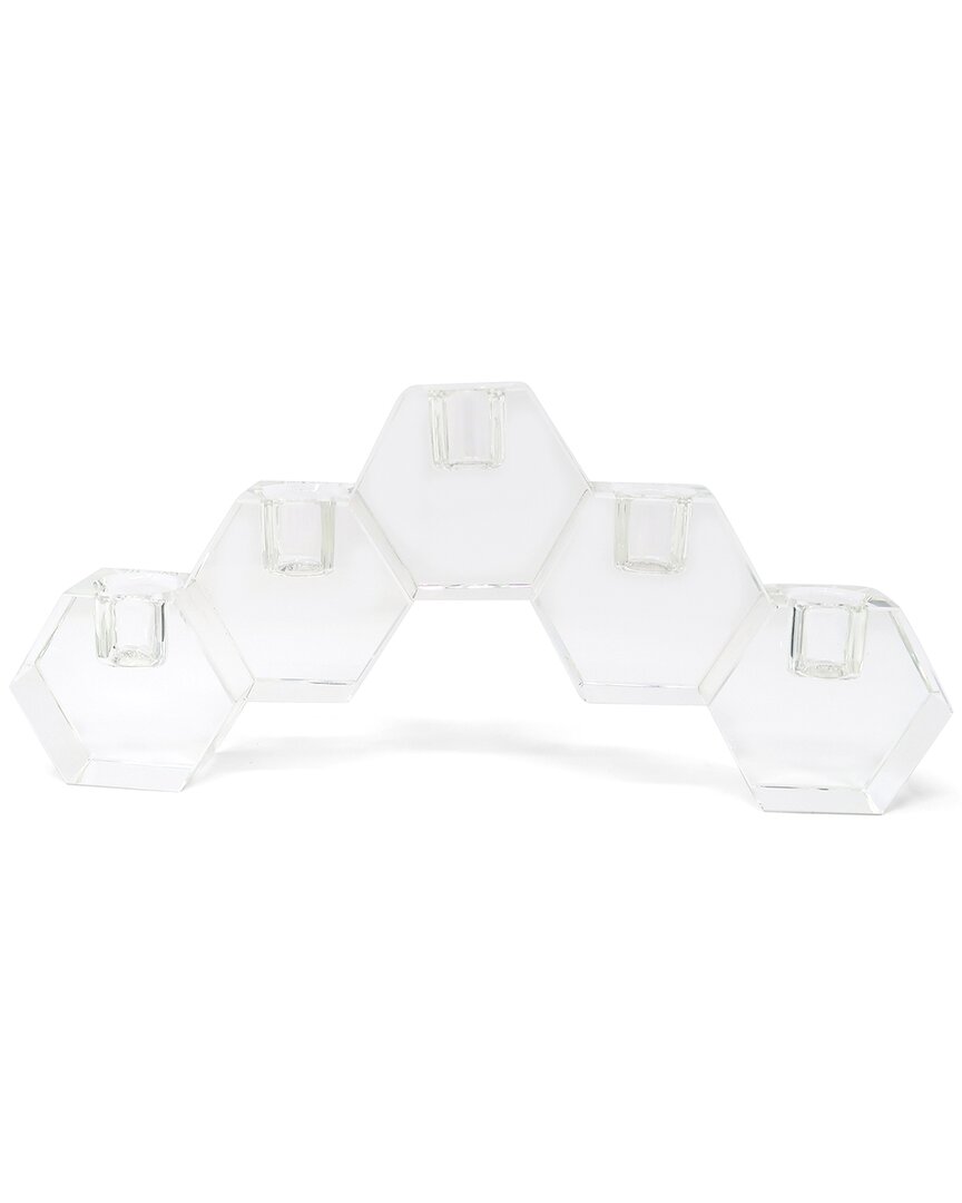Vivience 5-light Crystal Hexagon Cluster Candle Holder In White