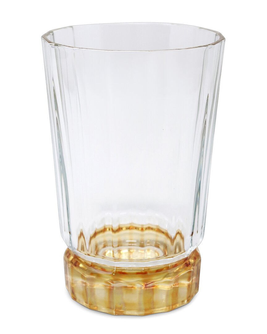 Vivience Set Of 6 Linear Smooth Highball Glasses With Shade On The Bottom In Transparent