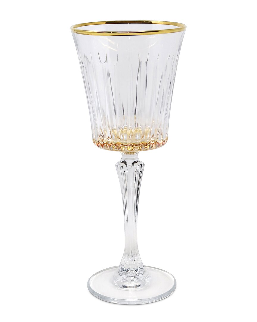 Vivience Set Of 6 Water Glasses With Bottom & Rim Detail In Transparent