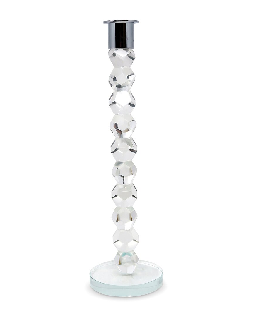 Vivience Crystal Dimensional Candlestick With Tip In Transparent
