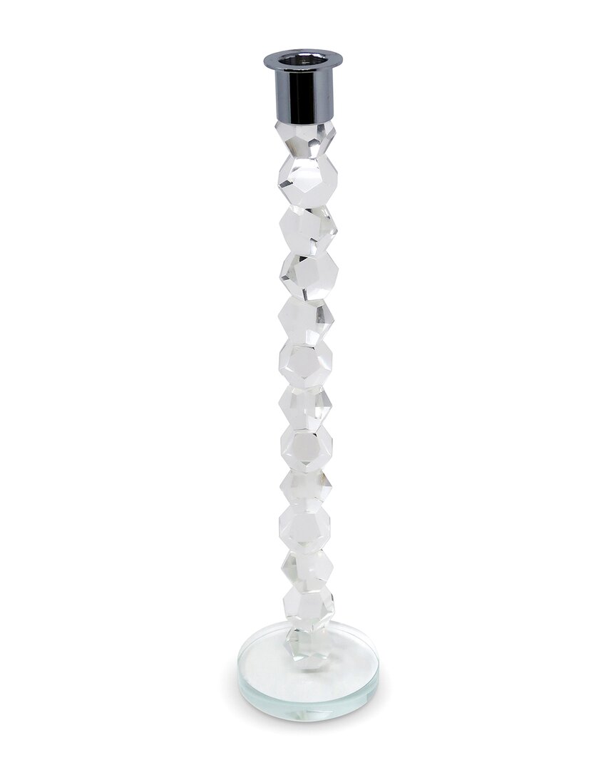 Vivience Crystal Dimensional Candlestick With Tip In Transparent