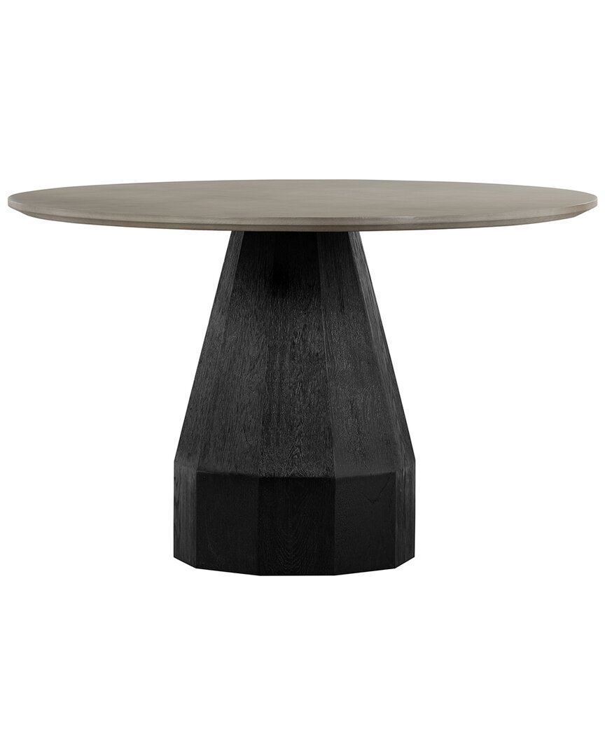 Armen Living Revival Concrete And Oak Round Dining Table In Medium