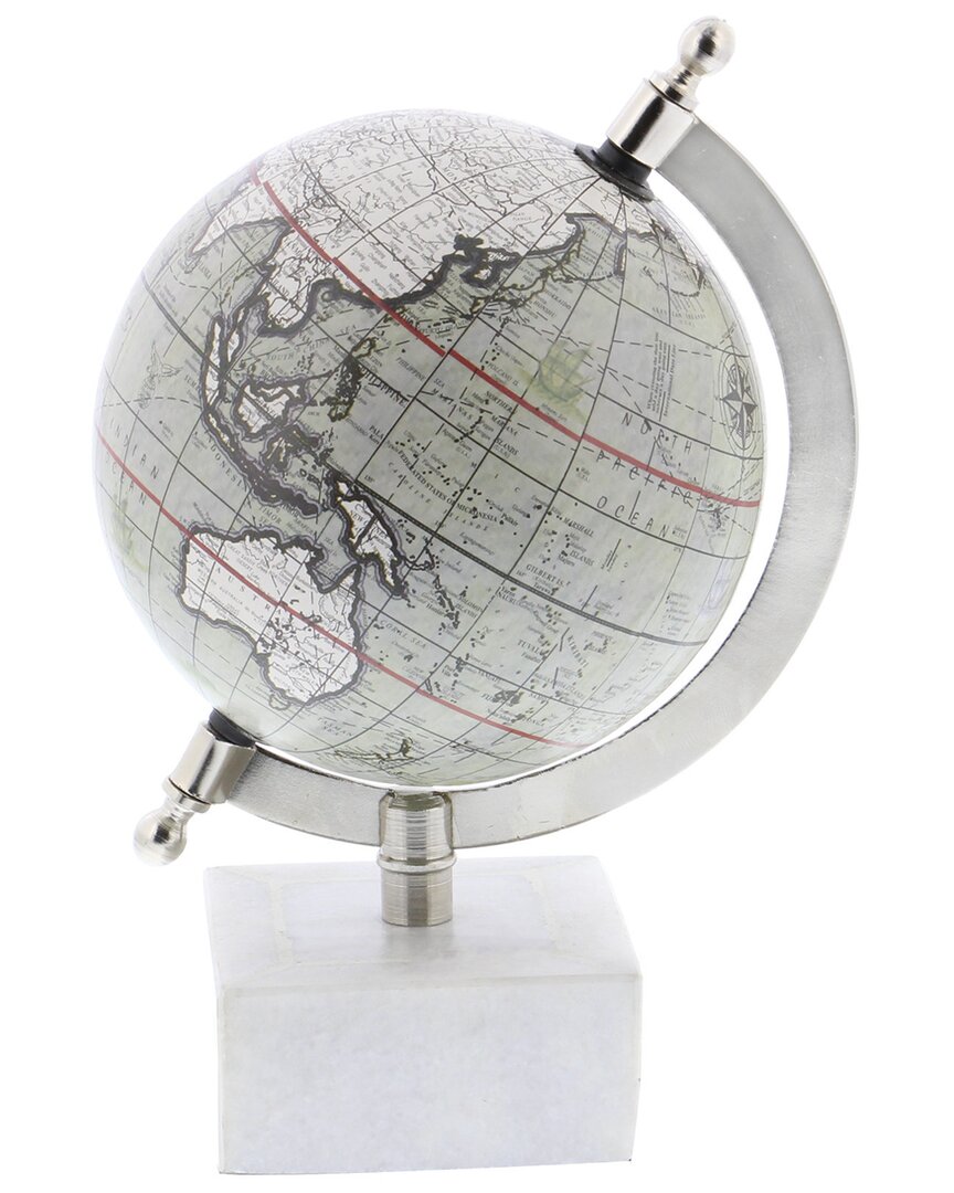 Peyton Lane White Marble Globe With Marble Base