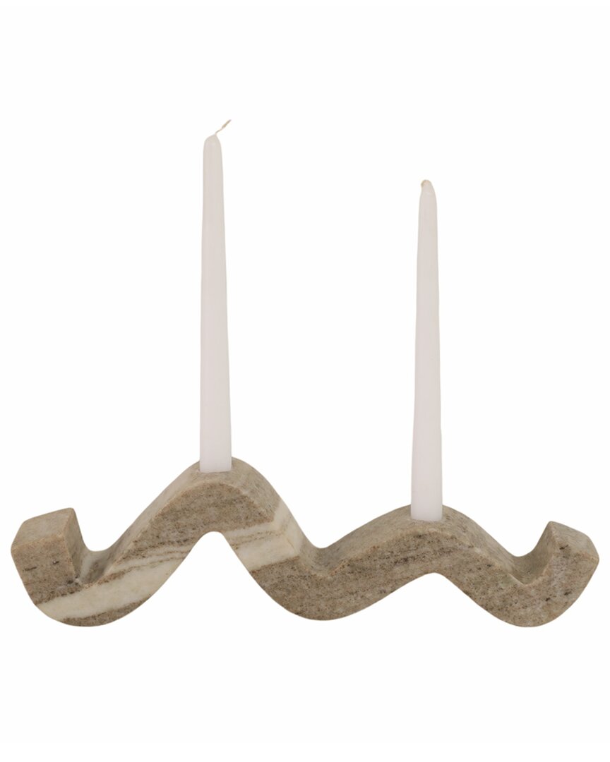 Sagebrook Home 16 Curvy Marble 2-taper Candle Holder In Gray