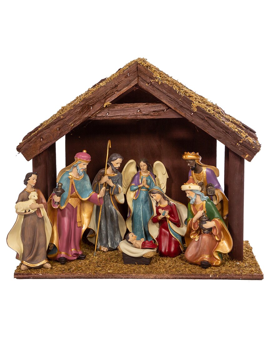 Kurt Adler 6.25in Nativity Set With 11in Stable, 8pc Set
