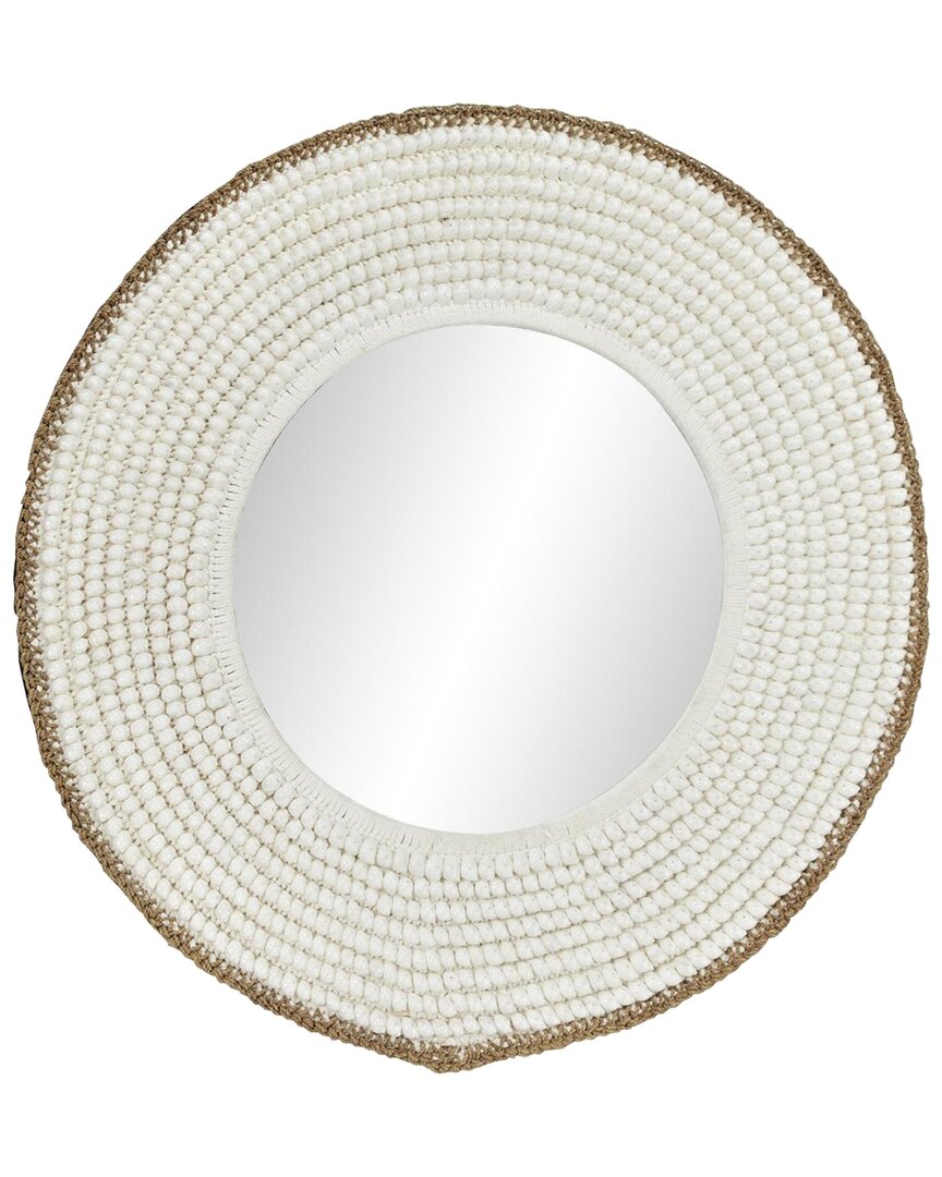 Peyton Lane Decorative Wall Mirror With Shell Frame In White
