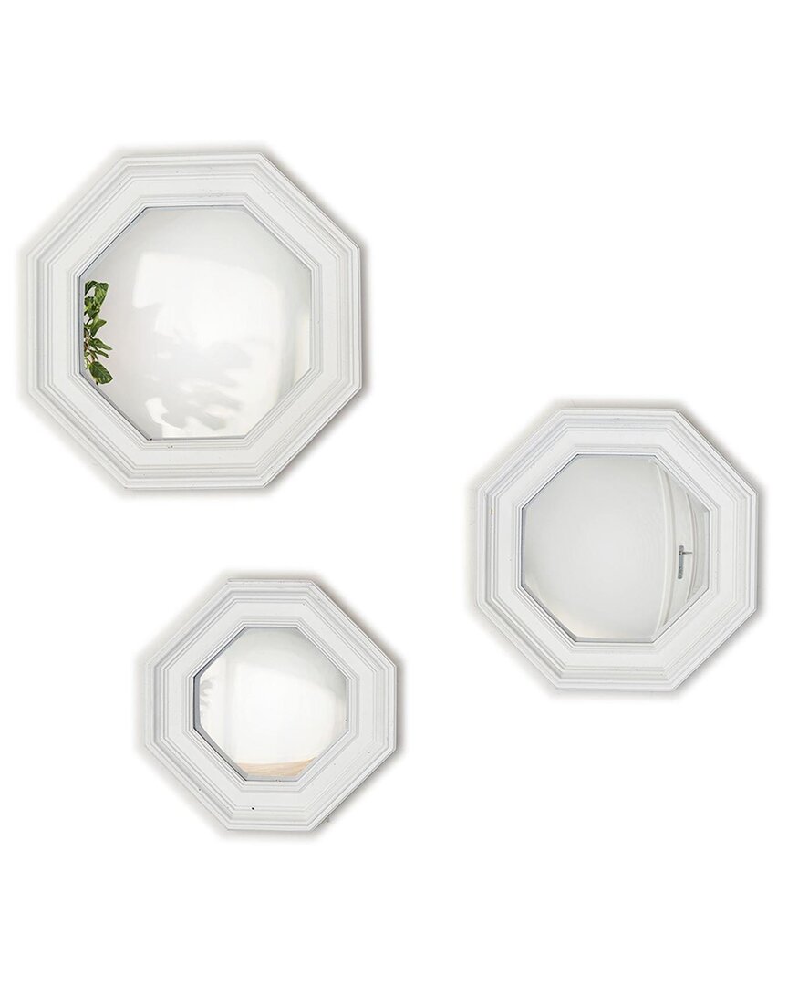 Shop Two's Company Octagon Set Of 3 Hanging Wall Mirrors In White