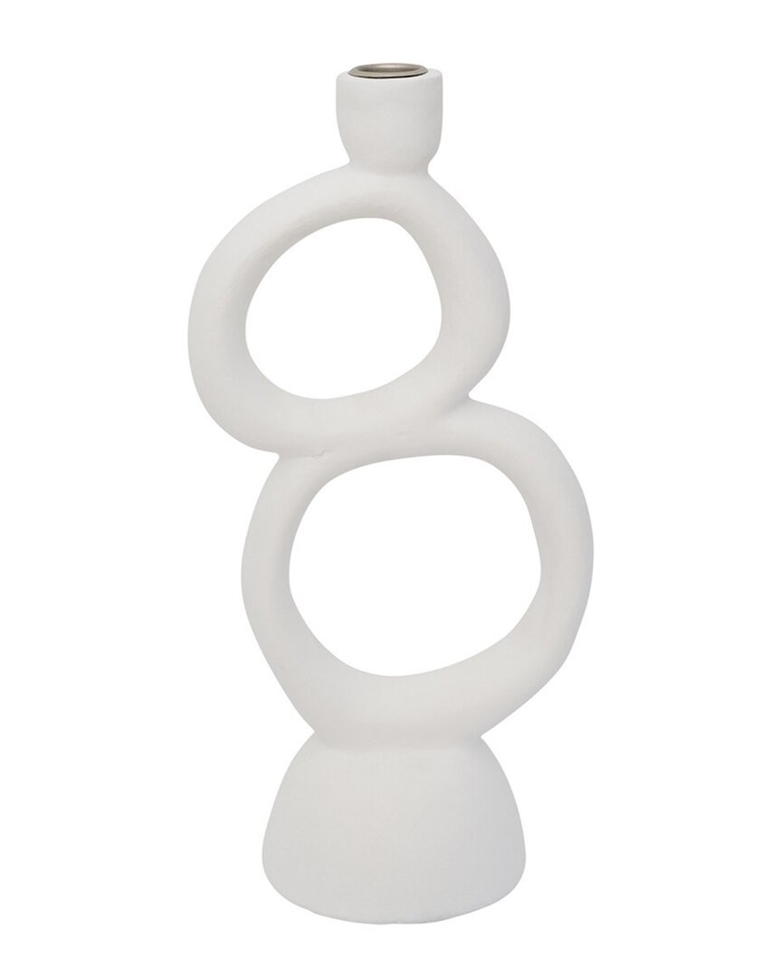 Bidkhome Candle Holder Ecomix Rough Sophistication Double In White