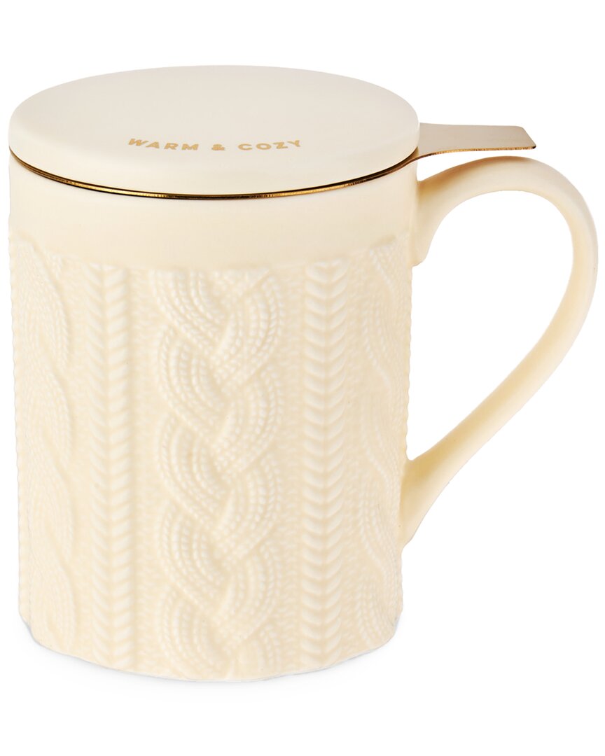 Pinky Up Annette Knit Ceramic Tea Mug With Infuser In Neutral
