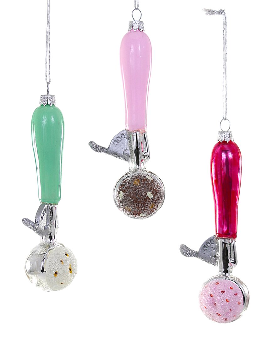 Cody Foster & Co. Ice Cream Scoop 3 Assorted Ornaments In Multicolor