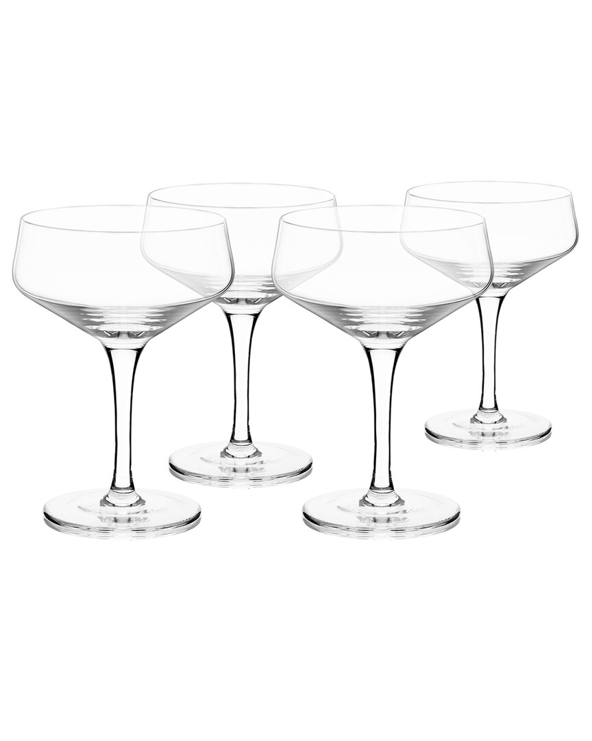 Viski Angled Crystal Coupe Glasses (set Of 4) In Clear