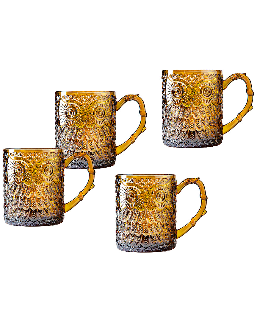 Godinger Set Of 4 Owl Mugs