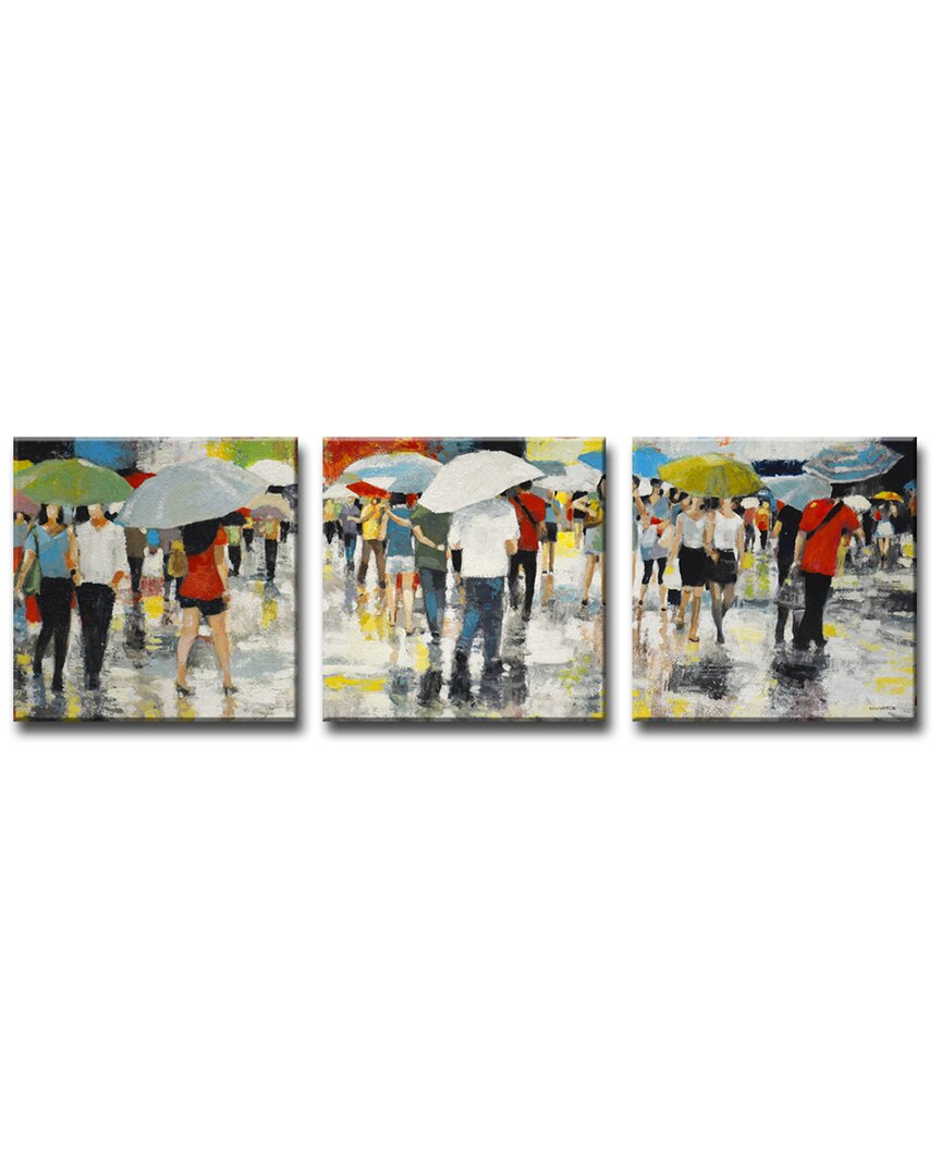 Ready2hangart Umbrellas 3pc Wrapped Canvas Wall Art By Norman Wyatt