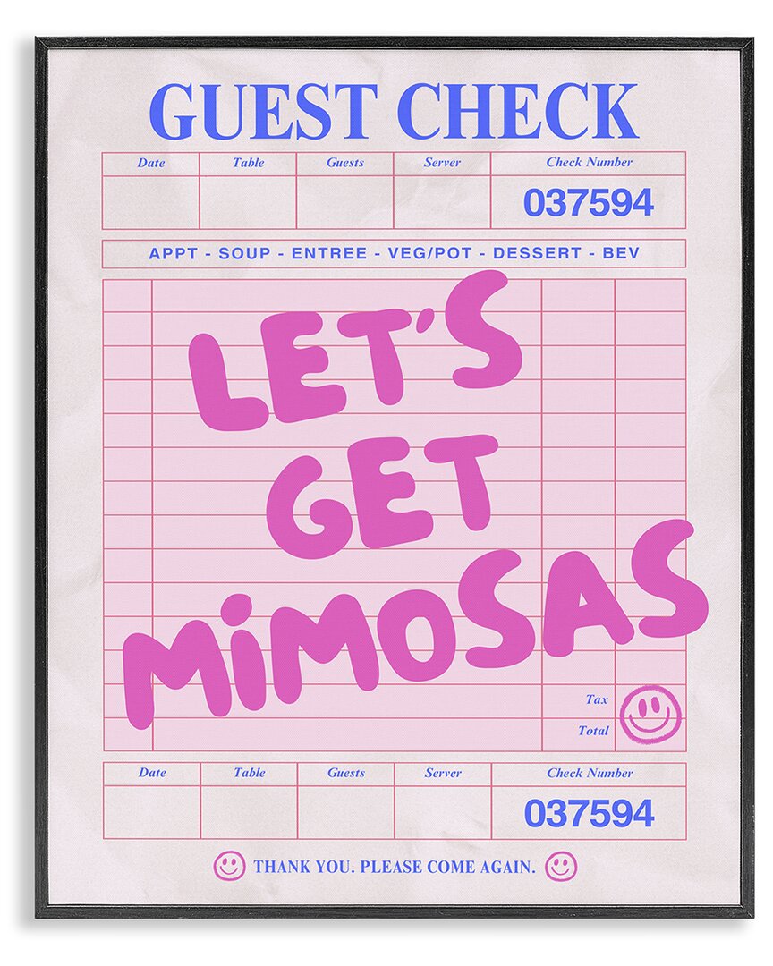 Stupell Industries Let's Get Mimosas Check Framed Giclee Art In Multi