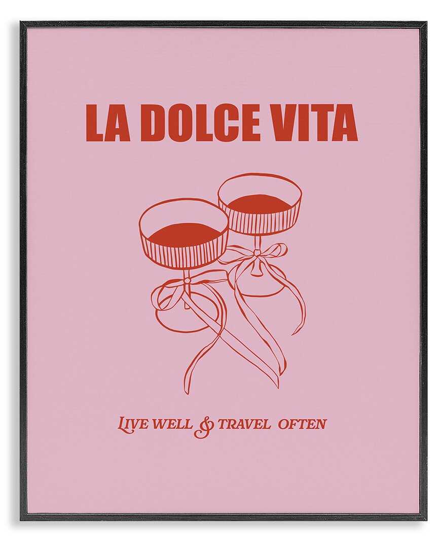 Stupell Industries Live Well & Travel Often Framed Giclee Art In Pink