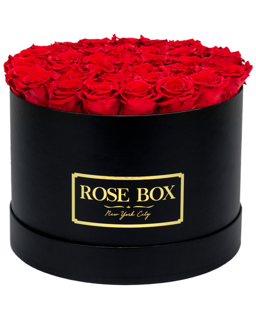 Rose Box Nyc Large Black Box With Red Flame Roses