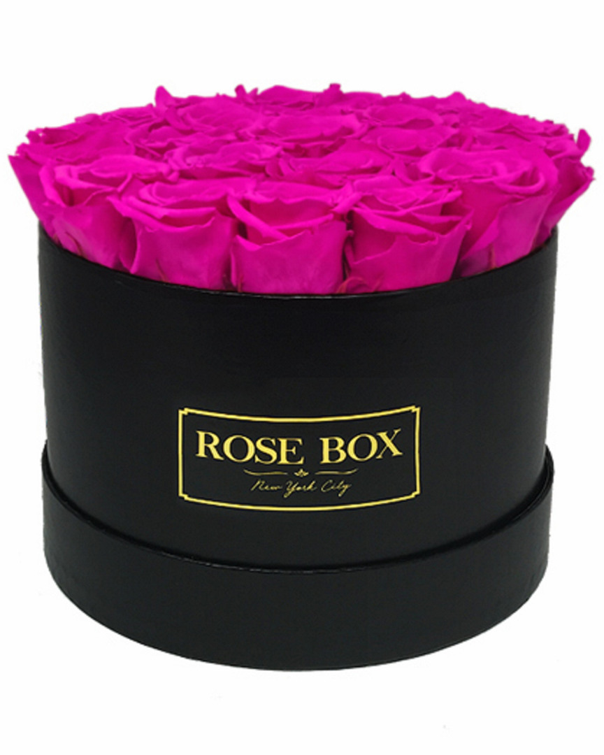 Rose Box Nyc Medium Black Box With Neon Pink Roses