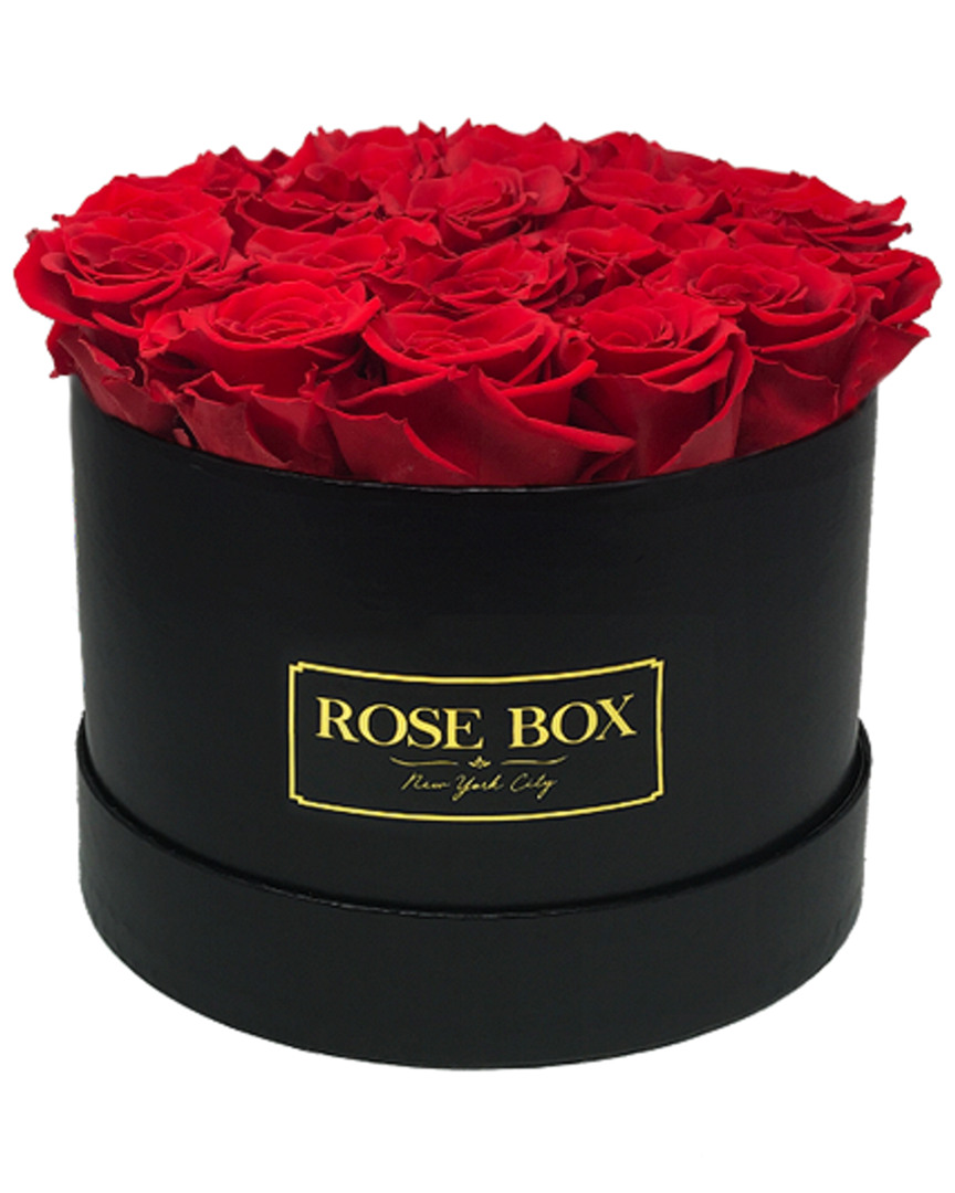 Rose Box Nyc Medium Black Box With Red Flame Roses