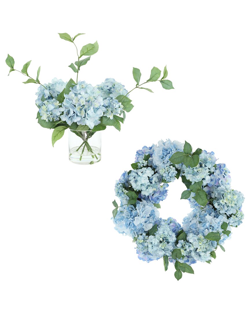 Creative Displays 25in Spring Wreath & Centerpiece With Hydrangeas In Blue