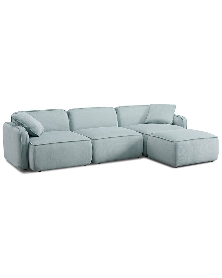 Tov Furniture Travie Performance Corduroy Velvet 4pc Modular Sectional In Blue