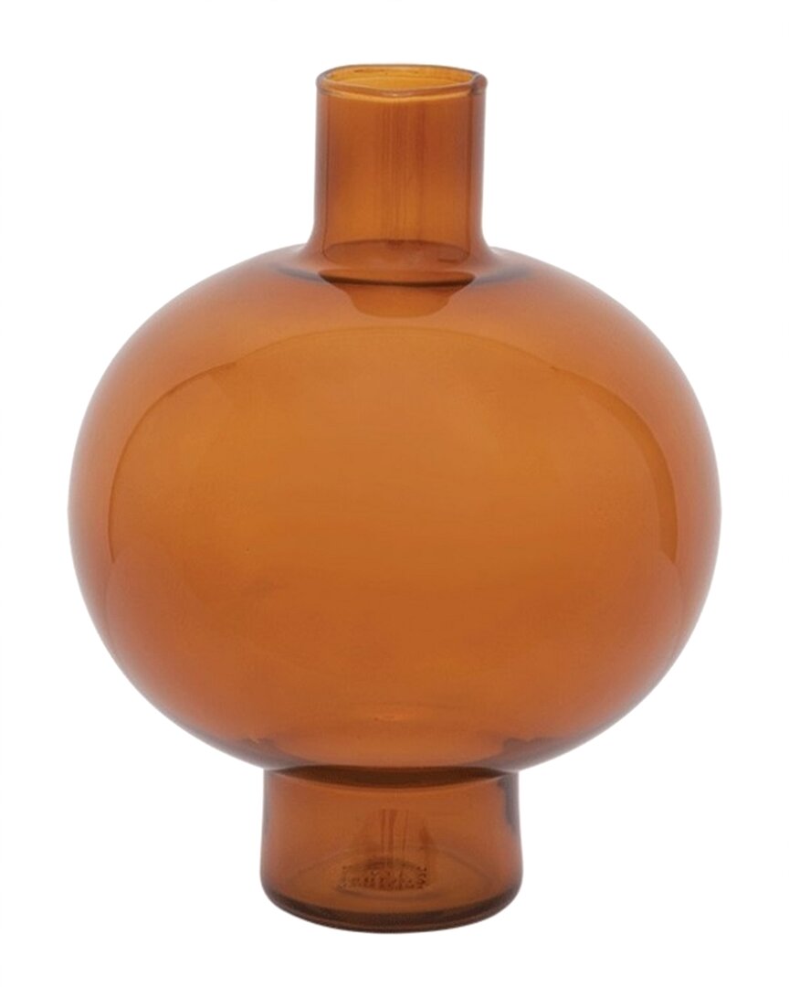 Bidkhome Vase Recycled Glass Round In Brown