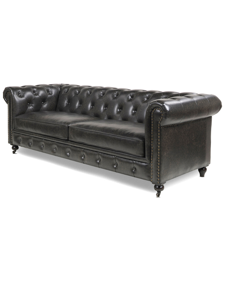 JENNIFER TAYLOR HOME JENNIFER TAYLOR HOME WINSTON LEATHER TUFTED CHESTERFIELD SOFA