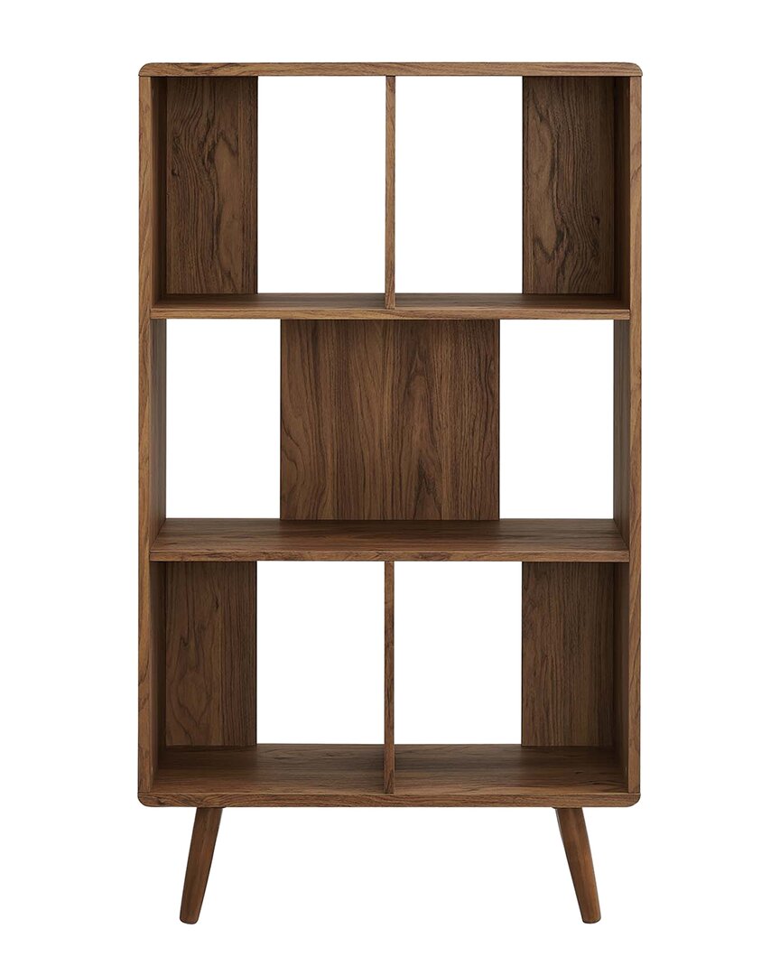 Modway Transmit 5 Shelf Wood Grain Bookcase In Brown