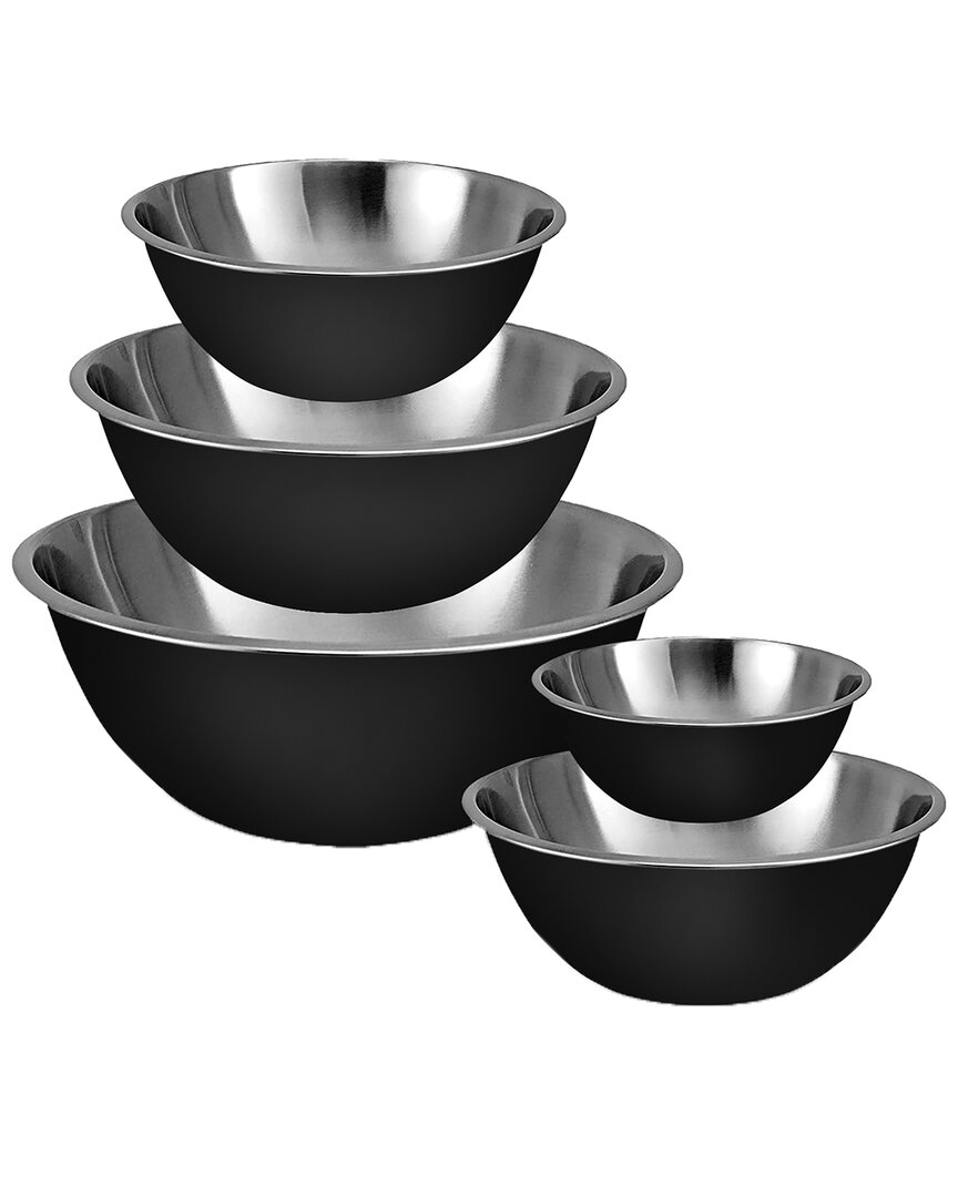 Glomery Stainless Steel Mixing Bowls Set In Black