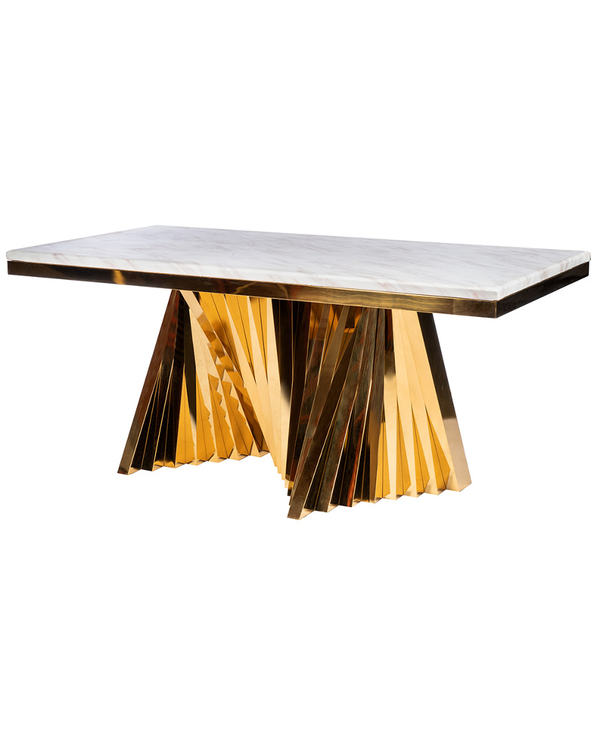 Statements By J Waterfall Marble Top Dining Table