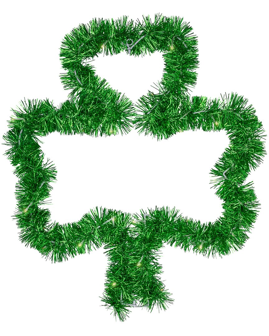 Northlight Led Lighted Tinsel Shamrock Window Silhouette In Green